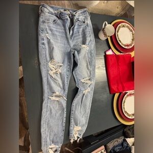 American Eagle Outfitters Light Blue Distressed Skinny Jeans